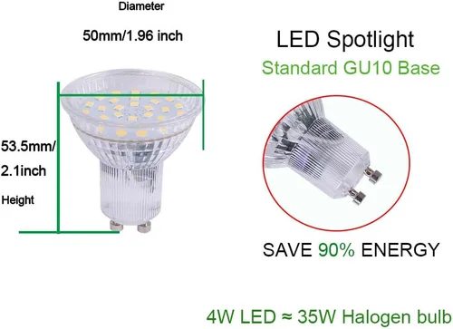 Vista 4 de Bombilla LED MR16 GU10 4W 85-265V 120V no regulable 6000K luz diurna blanca foco LED 35w reemplazo de bombilla halógena (blanco frío 6000k 6 piezas)