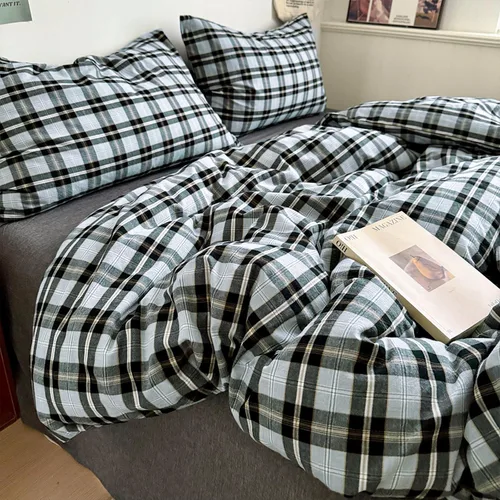 Vista 338 de mixinni Juego de funda de edredón vintage a rayas, tamaño twin, juego de ropa de cama de 3 piezas, 100% algodón lavado, suave y transpirable, funda