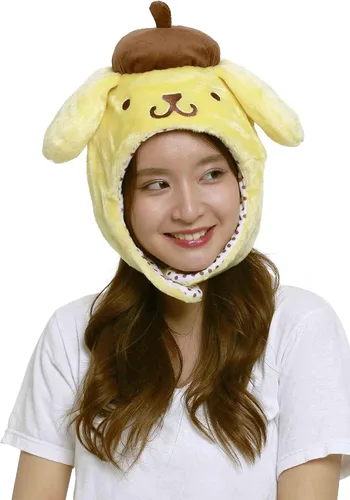 Vista 3 de Sanrio Pompompurin Pom Pom Purin - Gorro de gorro esponjoso suave cálido para invierno color amarillo Amarillo