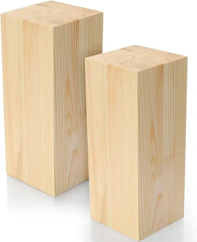 Vista 7 de Paquete de 4 bloques de madera de pino de 12 x 4 x 2 pulgadas, bloques de madera sin terminar para principiantes, hogar, Navidad, suministros de arte