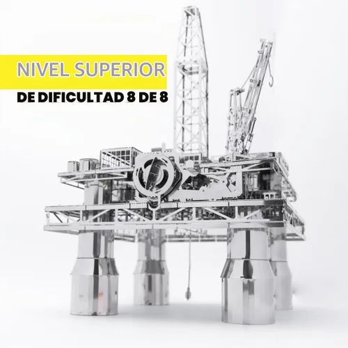 Vista 4 de METAL-TIME, Modelo de plataforma de perforación offshore, kits de modelo de metal, plataforma offshore, rompecabezas de metal 3D, kit