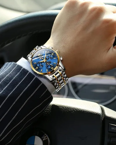 Vista 4 de OLEVS Relojes automáticos para hombre diseño de esqueleto Tourbillon cuerda automática reloj de pulsera de lujo fase lunar fecha impermeable