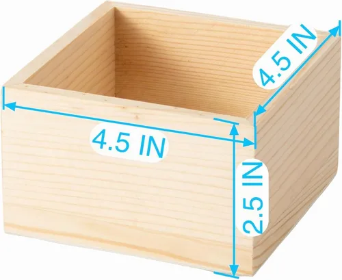 Vista 2 de Paquete de 6 cajas de madera sin terminar de 4.5 x 4.5 x 2.5 pulgadas, cajas pequeñas de madera para manualidades, decoración del hogar y centros