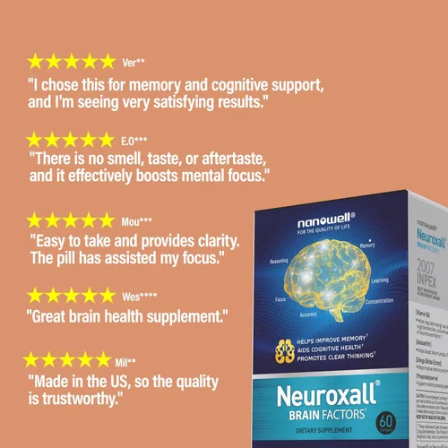 Vista 2 de NANOWELL Factores cerebrales neuroxall - Apoyo cognitivo con vitamina B6, astaxantina, extracto de ginkgo biloba y fosfatidilserina - Aumenta