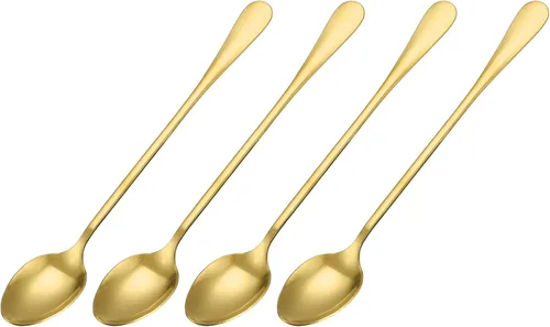 Vista 13 de uxcell Juego de 4 cucharas de mango largo, cuchara de helado de acero inoxidable de 7.5 pulgadas, cucharas de café para mezclar, bebidas, café (azul)