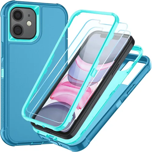 Vista 46 de SunStory Funda compatible con iPhone 11 con protector de pantalla HD, 3 capas de alta resistencia de cuerpo completo, funda protectora híbrida 3