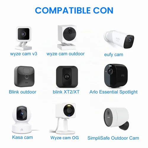 Vista 2 de StartVision Paquete de 2 cables de extensión de alimentación de 20 pies con adaptador de corriente para cámara Blink XT, XT2 y Blink Outdoor