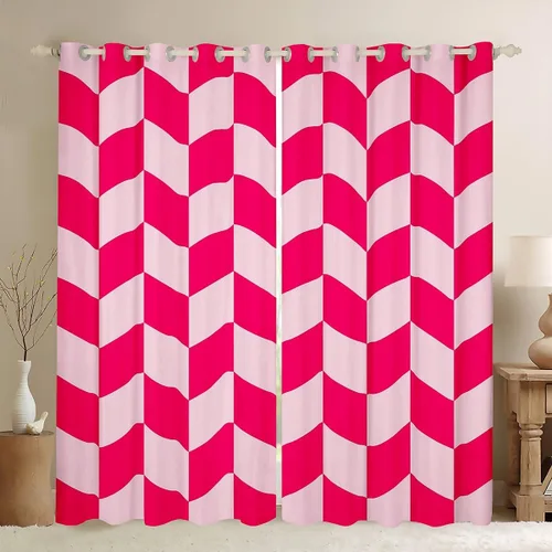 Vista 17 de Feelyou Beige Brown and White Curtains for Bedroom Living Room Modern Geometric Blackout Shades Abstract Checkered Room Darkening Curtain Rhombus