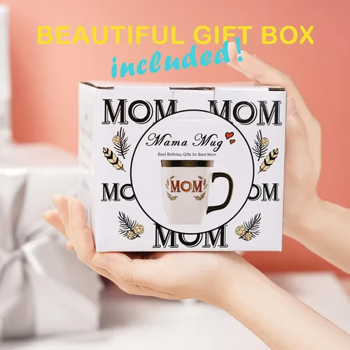 Vista 3 de Taza de café de cerámica para mamá, de 16 onzas, divertida taza de café para mujeres, mejor día festivo, Navidad, día de la madre, cumpleaños