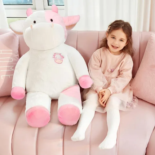 Vista 6 de IKASA - Animal de peluche gigante de vaca de felpa, juguetes suaves grandes y jumbo de gran tamaño, 30" de tamaño enorme, lindo peluche esponjoso