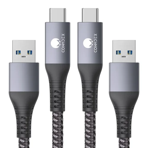 Vista 8 de CONMDEX - Cable USB C de 30 cm, [2 unidades], USB 3.1 Gen 2, transferencia de datos de 10 Gbps, cable trenzado tipo C, carga rápida USB a USB C