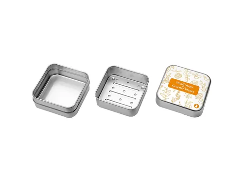Vista 2 de Babo Botanicals Soporte de barra sólida para champú 2-1, estuche de viaje con tapa, bandeja de ducha con capa de drenaje; estuche de aluminio