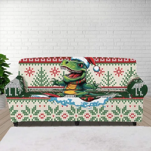 Vista 25 de Funda de sofá con diseño de árbol de bandera estadounidense para sofás y sofás, decoración navideña, funda antideslizante para sofá de 1 cojín