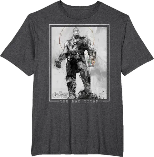Vista 18 de Marvel Avengers Infinity War Thanos Sketch Graphic Camiseta Negro