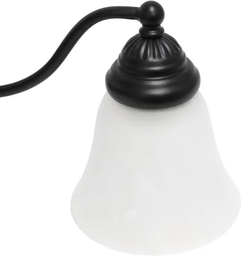 Vista 8 de Simple Designs VT1023-BLK 19.25 pulgadas clásicas 3 luces de metal y mármol esmerilado blanco con forma de campana de vidrio con forma de campana
