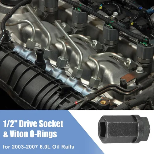 Vista 3 de X AUTOHAUX Kit de toma de juntas tóricas de sellos de copa de pezón diésel de 6.0L para rieles de aceite Ford 6.0L 2003-2007 Riel de aceite de alta