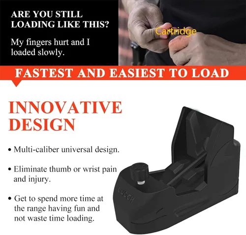 Vista 2 de Ludex - Cargador universal de velocidad para pistola, recargador de cargador de 9mm Luger 10mm .40S&W .45ACP .357Sig .380ACP 1911 para cargadores