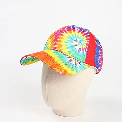 Vista 4 de BEARUN Gorra de béisbol de algodón con teñido anudado de perfil bajo, gorra de béisbol de hiphop, sombrero de papá