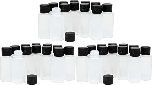 Vista 6 de Vivaplex - Botellas de plástico transparente de 2 onzas con tapas abatibles negras, paquete de 12