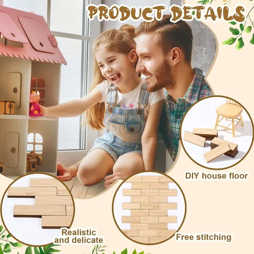 Vista 3 de Sintuff 200 piezas de suelos de casa de muñecas en miniatura, mini tablas de madera para casa de muñecas a escala 1 12, accesorios geométricos