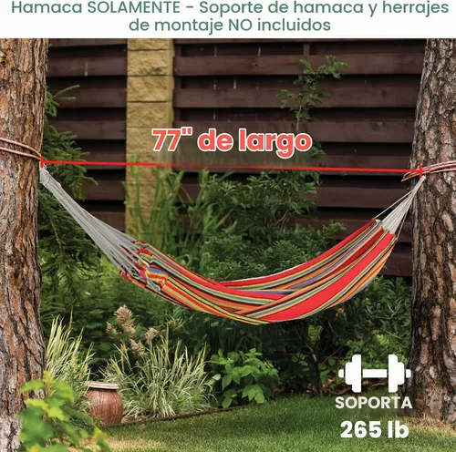 Vista 3 de Northlight Hamaca brasileña única tejida a rayas rojas y amarillas de 77