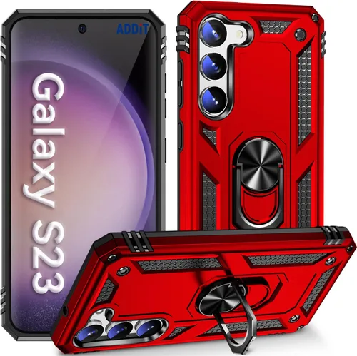 Vista 22 de ADDIT Funda S23 para Samsung Galaxy S23 de 6.1 pulgadas, con anillo de soporte, soporte ajustable, grado militar, protección resistente, a prueba