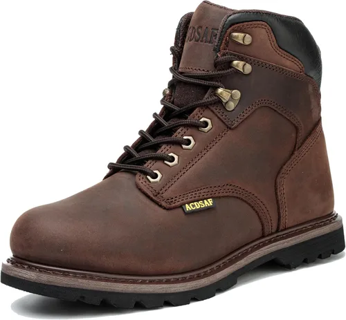 Vista 10 de Botas de trabajo para hombre, impermeables, cómodas, antifatiga, puntera suave, antideslizantes, botas de trabajo de seguridad para construcción