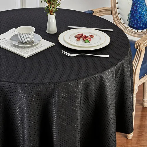 Vista 6 de Mantel redondo de poliéster resistente al agua y las manchas, lavable, mantel de tela para mesa de cocina y comedor