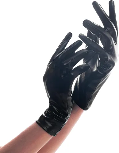 Vista 4 de Spooktacular Creations Guantes metálicos negros, unisex de superhéroe negro brillante para adultos, niños, accesorio de disfraz de Halloween, guante