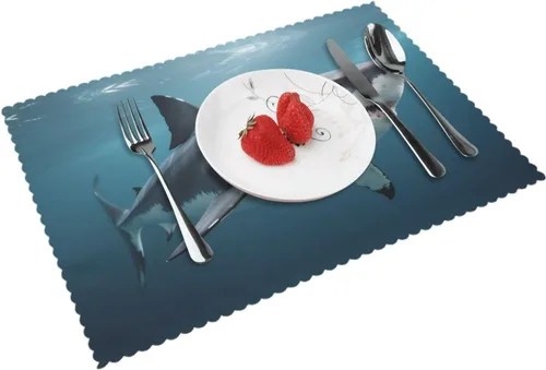 Vista 15 de Rectangular Placemats Set of 4, Heat Resistant Bee Printed Kitchen Dining Table Mats