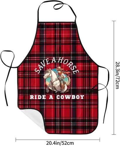 Vista 6 de nopicsn Save A Horse Ride A Cowboy Delantal para cocinar con bolsillos para mujeres y hombres, delantales divertidos para cocineros, Blanco