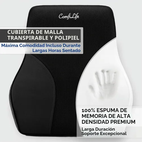 Vista 7 de ComfiLife Almohada de apoyo lumbar para silla de oficina – Almohada lumbar de espuma viscoelástica premium – Respaldo para silla de oficina, coche