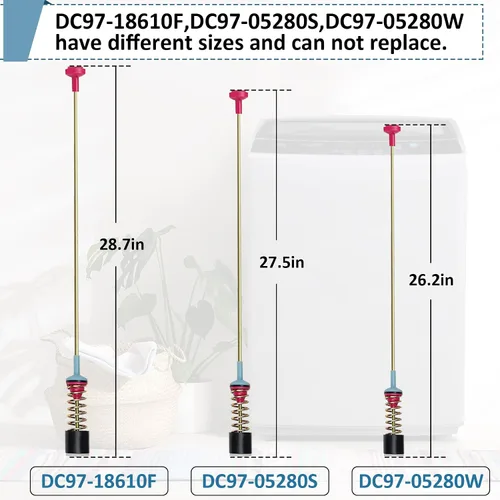 Vista 5 de DC97-18610F WA50M7450AW/A4 DC97-18610A Kit de varillas de suspensión para arandela Samsung WA50M7450AP/A4 WA54M8750AW/A4 WA50M7450AW/A4
