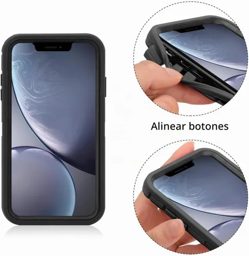 Vista 4 de MAXCURY Funda para iPhone XR, funda protectora de cuerpo completo resistente con absorción de golpes para iPhone 10R, parachoques de PC duro +