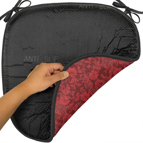 Vista 6 de Ambesonne Cojín de asiento para silla de flores, detalles florales con hojas y remolinos, estampado artístico romántico y vívido y vibrante
