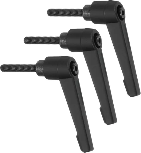 Vista 19 de uxcell 3 perillas ajustables M5 x 0.472 in, rosca macho, botón de trinquete, cierre rápido, perno giratorio para maquinaria de torno, color negro