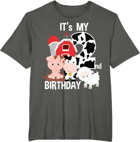 Vista 5 de Camiseta para fiesta de 2 años con texto en inglés "It's My 2nd Birthday", Negro