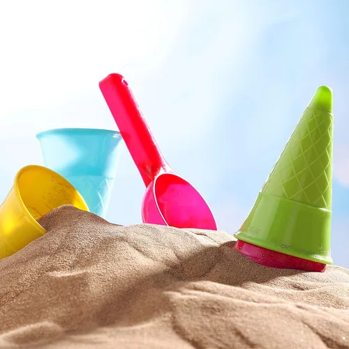 Vista 5 de Toddmomy Juguetes para niños pequeños, 10 piezas de plástico para helados, juegos de arena para niños, juego sensorial al aire libre para niños