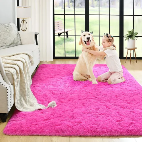 Vista 113 de Noahas Alfombras de Área Grandes y Esponjosas de 5x8 pies para Sala de Estar y Dormitorio, Alfombra Gruesa de Pelo Largo Beige y Blanca, Alfombra