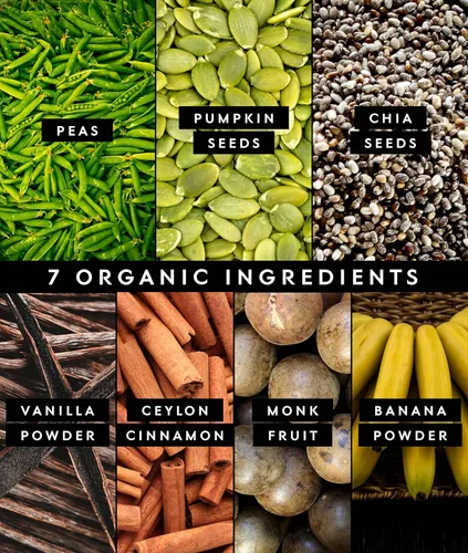 Vista 4 de Truvani - Proteína en polvo de guisantes vegana Banana Canela 20 g de proteína vegetal orgánica 10 porciones Keto Sin gluten ni lácteos