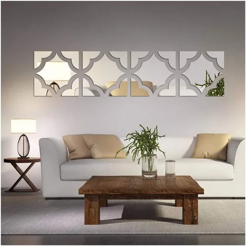 Vista 10 de Calcomanías de pared de espejo 3D, 4 piezas de calcomanías de pared de arte de cristal acrílico, autoadhesivas, espejo extraíble, azulejos de pared