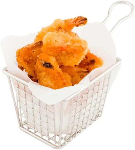 Vista 5 de Restaurantware - Cesta para freidora de 5 x 4 pulgadas, 1 cesta cuadrada pequeña para freír – rejilla de malla, con asa, recipiente de acero