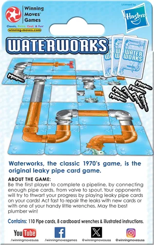 Vista 3 de Winning Moves Classic Waterworks, juego de cartas de tubería con fugas