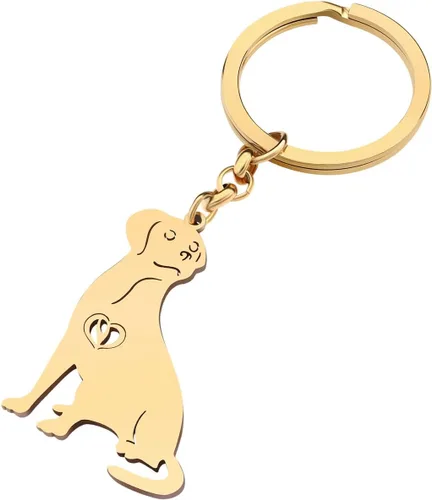 Vista 2 de Stainless Steel Pug Dog Keychain Chihuahua Labrador Corgi Puppy Key Ring Charms Pets Gifts for Women Girls Dog Lovers