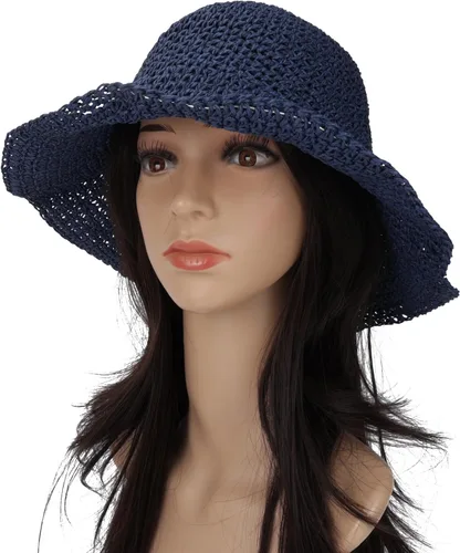 Vista 2 de Sombrero de paja para mujer, plegable, plegable, de ala ancha, para verano, playa, sombrero de ganchillo