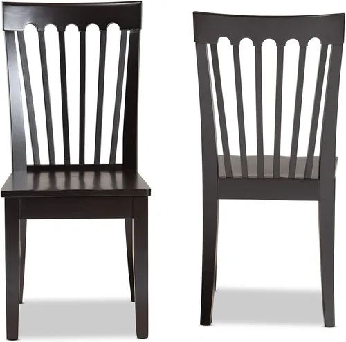 Vista 4 de Baxton Studio Minette - Juego de sillas de comedor de transición, madera marrón oscuro, 2 piezas