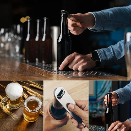 Vista 6 de uxcell Abridor de botellas de cerveza, imán magnético de madera, herramienta de barra de cocina adecuada para nevera, gabinete, club, madera