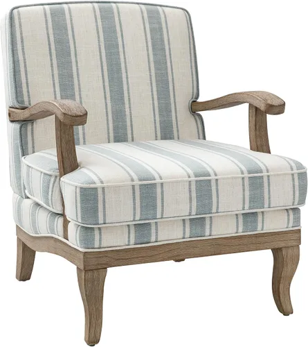 Vista 8 de HULALA HOME Silla decorativa a rayas de granja con patas de madera maciza Azul