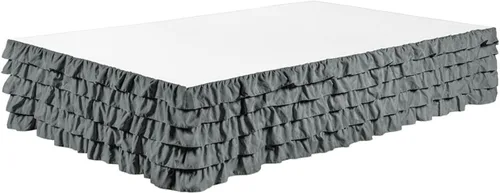 Vista 2 de Falda de cama escalonada con volantes de cascada 100% microfibra cepillada con caída de 14 pulgadas, tamaño individual, color azul Allure