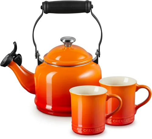 Vista 13 de Le Creuset Juego de 2 tazas esmaltadas en acero con acabados metálicos y cerámica, 1.25 cuartos de galón de agua y (2) tazas de 14 onzas, Artichaut
